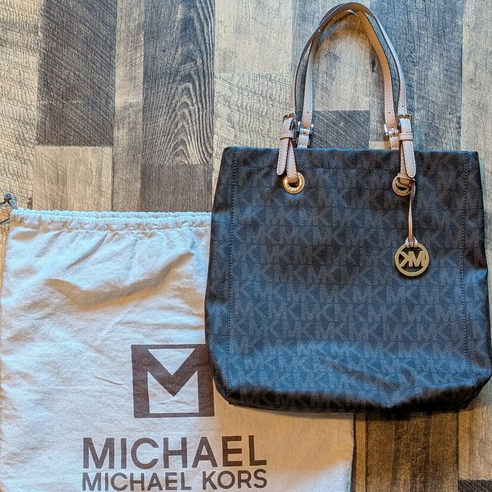 Michael Kors Shoulder Bag Logo Tote Brown 14”x14”x4”